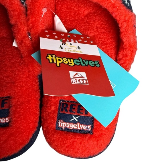 REEF Collab Tipsy Elves Mens Slippers Santa Log Festive Christmas Size 7 - Picture 4 of 6